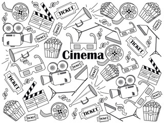 Cinema colorless set vector illustration