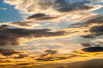 colorful dramatic sky with cloud at sunset