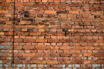 The wall of the old house from a brick