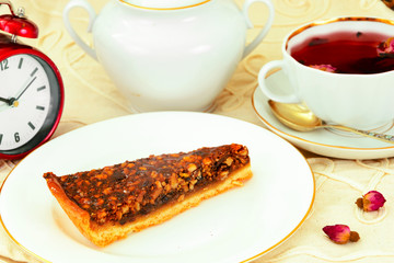 Homemade Cakes: Walnut Cake on Plate.