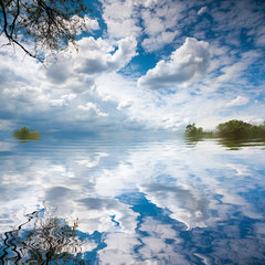 lake landscape summer cloudscape