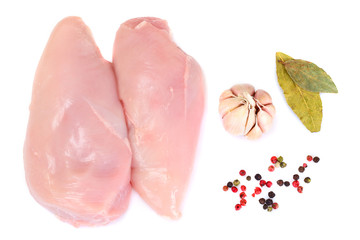 Raw Chicken: Breast. Isolated on White.