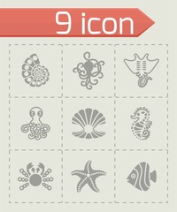 Vector marine life icon set