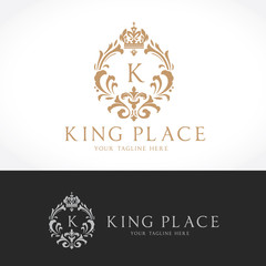 King Place Logo. Royal Brand Logo,Crown logo,Lion Logo,Crest logo,Vector logo template