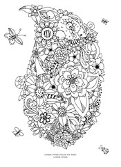 Fototapeta premium Vector illustration zentangl card with flowers. Doodle flowers, spring, jewelry, wedding. Coloring book anti stress for adults. Black white.