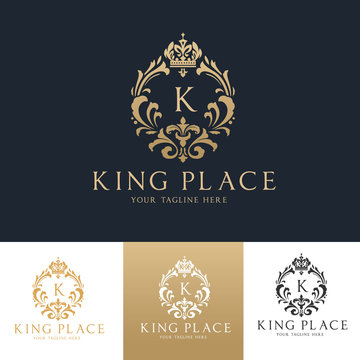 King Place Logo. Royal Brand Logo,Crown logo,Lion Logo,Crest logo,Vector logo template