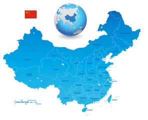 China Blue vector map Set