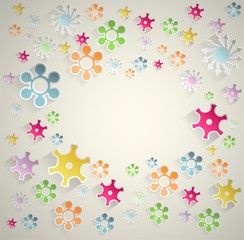 Abstract geometric colored shapes on beige background