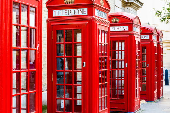 The iconic red telephone booths on Broad Court, Covent Garden, London