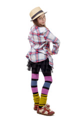 preteen girl in hipster style . isolated on white