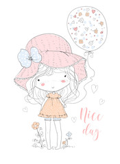 cute girl with balloon