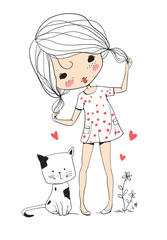 cute girl with cat