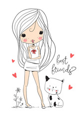 cute girl with cat