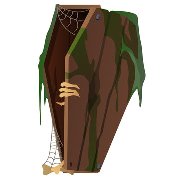 open coffin with zombie hand clip art preview