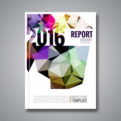 Cover report colorful triangle geometric prospectus design background, cover flyer magazine, brochure book cover template layout, vector illustration