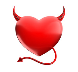 Teufel Herz mit Horne und lange Schwanz