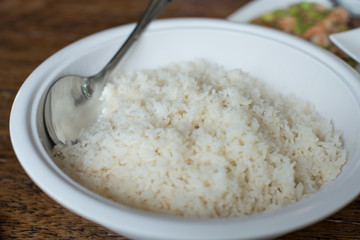 closed up the steamed rice
