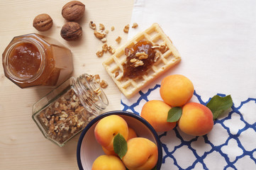 Breakfast, apricot jam