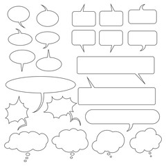 Obraz premium Vector Set of Outline Speech Bubbles
