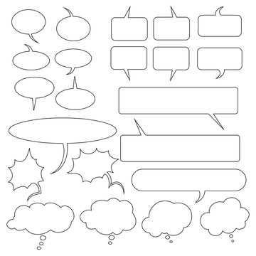 Vector Set of Outline Speech Bubbles