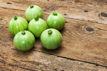 zucchinies on a wooden table