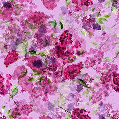 Obraz na płótnie Canvas Watercolor lilac flower illustration
