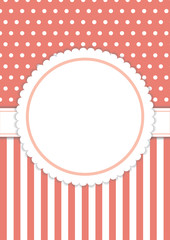 Cute template in salmon pink and white color, vector