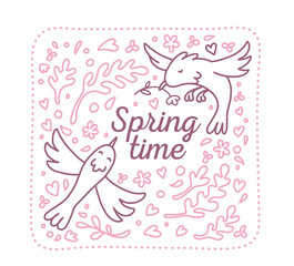Vector illustration for spring season. Spring floral of pink col