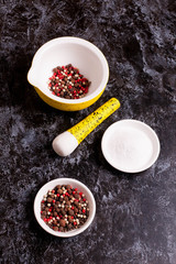 assortment of pepper and sea salt