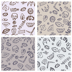 Fototapeta premium Set of four seamless hand drawn tribal pattern