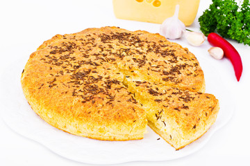 Georgian National Dish Pie with Cheese and Caraway Khachapuri