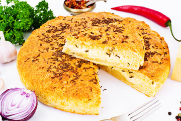 Georgian National Dish Pie with Cheese and Caraway Khachapuri