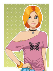 Red-haired girl in shirt