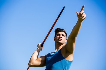 Athlete about to throw a javelin