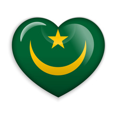 Love Mauritania. Flag Heart Glossy Button