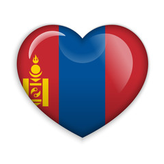 Love Mongolia. Flag Heart Glossy Button