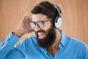 Hipster listening to music