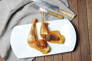two roasted chicken drumstick