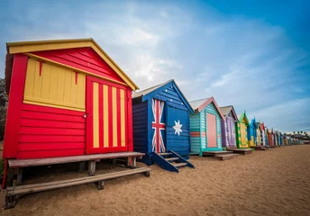 Papier Peint photo Australie Brighton beach bathing boxes, Melbourne.