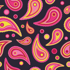 Ethnic boho seamless pattern with Paisley. Print. Repeating background. Cloth design, wallpaper.