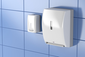 Paper towel and soap dispensers