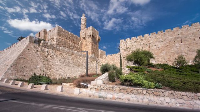 Tower of David timelapse hyperlapse. Jerusalem, Israel