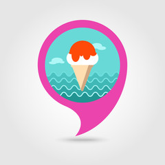 Ice Cream pin map icon. Summer. Vacation