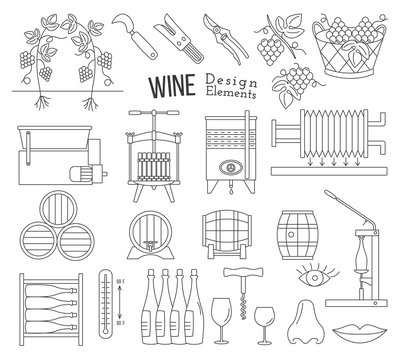 Wine making and wine tasting design elements
