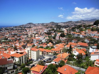 Fototapeta na wymiar The traditional orange roof of Funchal Madeira
