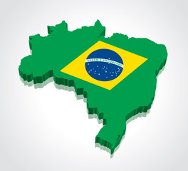 3D vector flag map of Brazil