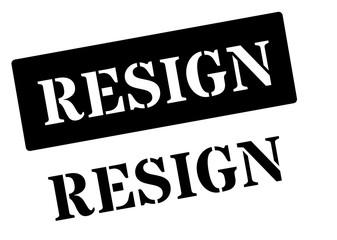 Fototapeta na wymiar Resign black rubber stamp on white