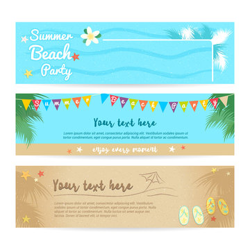 Set of summer beach and sea banner background