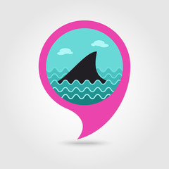 Shark fin pin map icon. Summer. Vacation