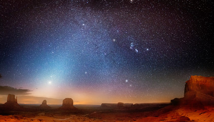 Scenic view of starry sky over the Monument Valley